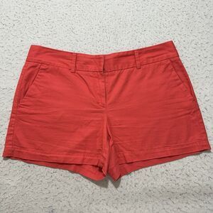 Ann Taylor LOFT Women's 6 Coral Pink Mid Rise Flat Front Chino Shorts 4" Inseam